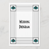Blue Art Deco Design Wedding Programm (Vorderseite)