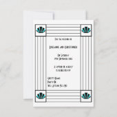 Blue Art Deco Design Wedding RSVP Karte (Rückseite)