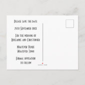 Blue Art Deco Design Wedding Save the Date Ankündigungspostkarte (Rückseite)