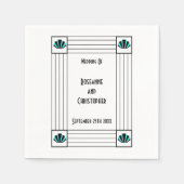 Blue Art Deco Design Wedding Serviette (Vorderseite)