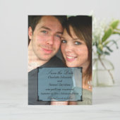 Blue Art Deco Frame Save the Date einladen Einladung (Stehend Vorderseite)