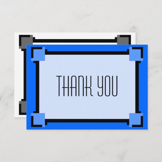 Blue Art Deco Geometric Dankeschön Card Dankeskarte (Vorne/Hinten)