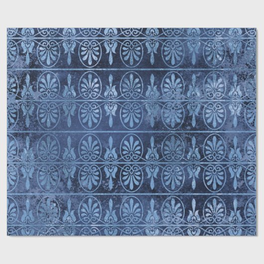 Blue Art Deco Geschenkpapier (Flach)