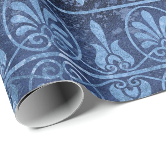 Blue Art Deco Geschenkpapier (Rolleneckpunkt)