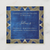 Blue Art Deco große Ohrringe Display Cards Quadratische Visitenkarte (Rückseite)