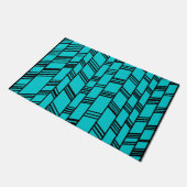 Blue Art Deco Lines Fußmatte (Schrägansicht)