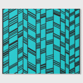 Blue Art Deco Lines Geschenkpapier (Flach)