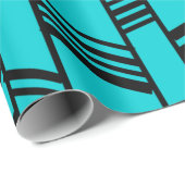Blue Art Deco Lines Geschenkpapier (Rolleneckpunkt)