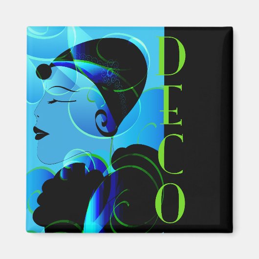 Blue Art Deco Magnet (Vorne)