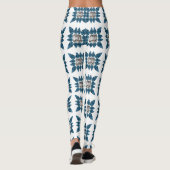 Blue Art Deco Muster Leggings (Rückseite)