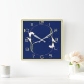 Blue Art Deco Quadratische Wanduhr (Zuhause)