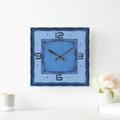 Blue Art Deco Quadratische Wanduhr (Zuhause)