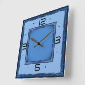 Blue Art Deco Quadratische Wanduhr (Winkel)