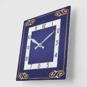 Blue Art Deko Quadratische Wanduhr (Winkel)