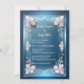 Blue Art Deko verzierte Bilderhochzeit Einladung (Vorderseite)