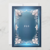 Blue Art Deko verzierte Bilderhochzeit Einladung (Rückseite)