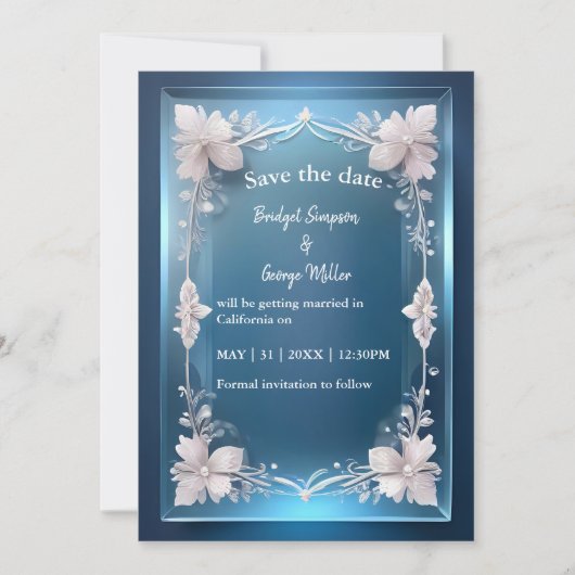 Blue Art Deko verzierter Rahmen Hochzeit sicher da (Vorderseite)