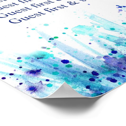 Blue Art Hochzeitstisch Planer 1-9 Tische Poster (Ecke)