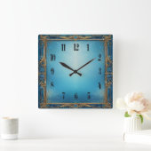 Blue Art Quadratische Wanduhr (Zuhause)