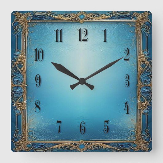 Blue Art Quadratische Wanduhr (Vorderseite)