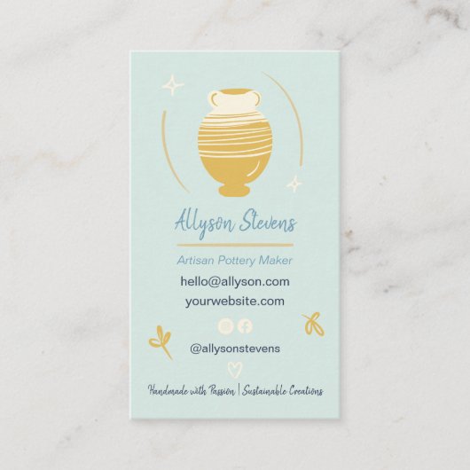 Blue Artisan Pottery Maker Crafts Foto qr Visitenkarte (Vorderseite)