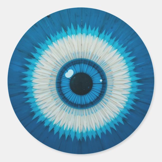 Blue Artistic Evil Eye Design Runder Aufkleber (Vorderseite)