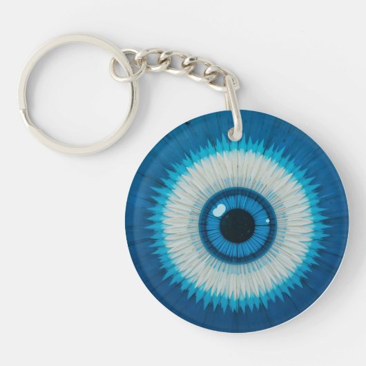 Blue Artistic Evil Eye Design Schlüsselanhänger (Vorderseite)
