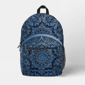 Blue Artistic Mandala Backpack Bedruckter Rucksack (Vorderseite)