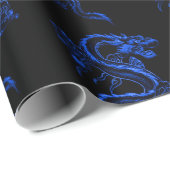 Blue Asian Dragon Geschenkpapier (Rolleneckpunkt)