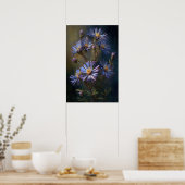 Blue Aster Blumen Art Print Poster (Küche)