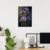 Blue Aster Blumen Art Print Poster (Heimbüro)