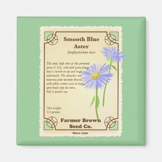 Blue Aster Seed Packet Magnet (Vorne)