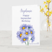Blue Asters September Geburtstag Monat Blume Karte (Gelbe Blume)