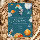 Blue Astronaut Balloon Planets 1st Trip Around Einladung