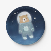Blue Astronaut Bear Space Baby Dusche Pappteller (Vorderseite)