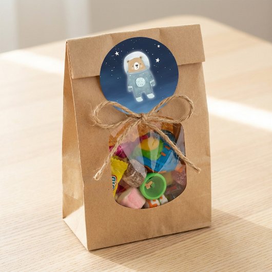 Blue Astronaut Bear Space Baby Dusche Runder Aufkleber