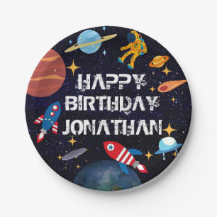 Blue Astronaut Birthday Planets Name Pappteller