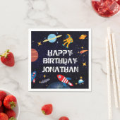 Blue Astronaut Birthday Planets Name Serviette (Beispiel)