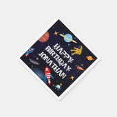 Blue Astronaut Birthday Planets Name Serviette (Ecke)