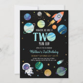 Blue Astronaut Outer Space Einladung (Vorderseite)