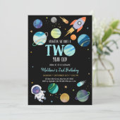 Blue Astronaut Outer Space Einladung (Stehend Vorderseite)