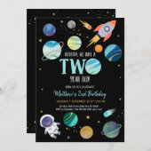 Blue Astronaut Outer Space Einladung (Vorne/Hinten)