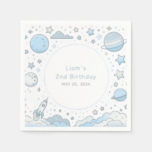 Blue Astronaut Outer Space Rocket Kindergeburtstag Serviette