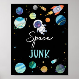 Blue Astronaut Space Junk Geburtstagszeichen Poster