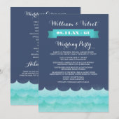 Blue at Sea Nautical Weddingprogramme Programm (Vorne/Hinten)