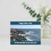 Blue Atlantic Ocean Wavy Rocky Seashore Postkarte (Stehend Vorderseite)