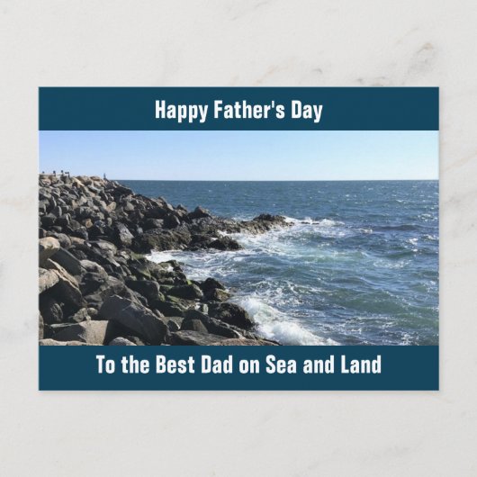Blue Atlantic Ocean Wavy Rocky Seashore Postkarte (Vorderseite)