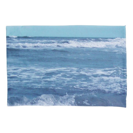 Blue Atlantic Sky White Cap Waves Kissenbezug (Vorderseite-Links)