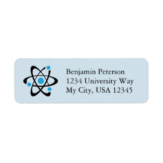Blue Atom Design-Rücksendeadressen-Aufkleber