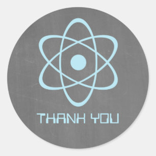 Blue Atomic Chalkboard Danke Stickers